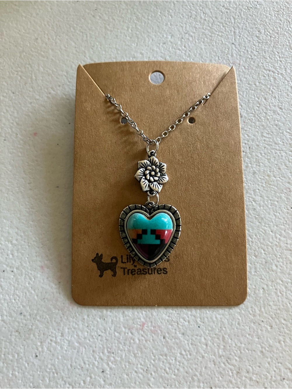 Heart Shaped Pendant Necklace Geometric Floral Fashion Jewelry